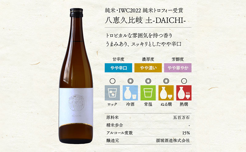日本酒 IWC2022新潟トロフィー受賞！八恵久比岐 土-DAICHI- 720ml
