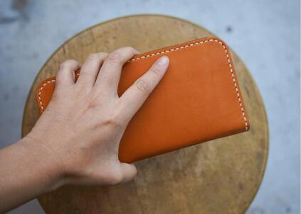 【全7色】栃木レザーのラウンドファスナー長財布 オイルレザー ハンドステッチ 滑らかな手触り/Round zip wallet 01/レッド/minca　321
