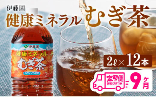 健康ミネラル むぎ茶2L×6本×2ケースPET [9ケ月定期便] 飲料類 お茶 麦茶