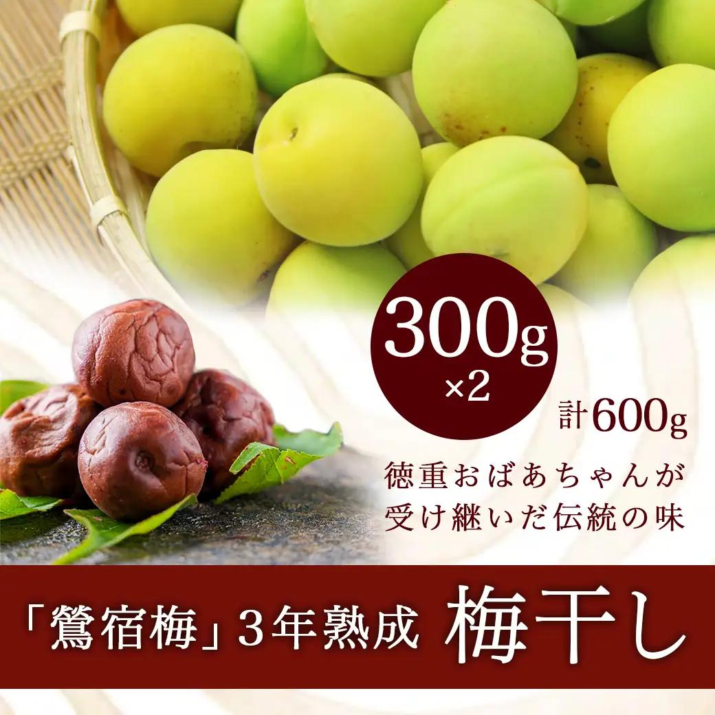 徳重おばあちゃんがつくった昔ながらの3年熟成梅干600g〔MJ-49-001-600g〕_(都城市) あったかいご飯やお茶漬け・お料理の調味料に 鶯宿梅(おうしゅくばい) 梅ぼし 伝統農法 肉厚 徳重
