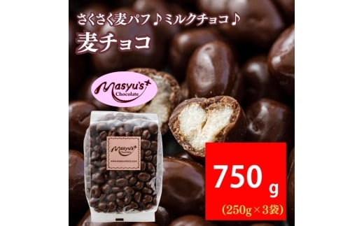 麦チョコ 750g 250gx3袋 11月～3月発送 チョコレート チョコ スイーツ お菓子 おかし  麦 ミルクチョコ  ギフト プレゼント 兵庫県 伊丹市 [№5275-0756]