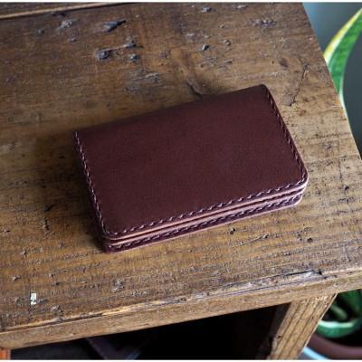 ふるさと納税 八幡市 【イタリアンレザープエブロ仕様】名刺入れ ブラウン 本革 プレゼントや記念日に【受注生産】