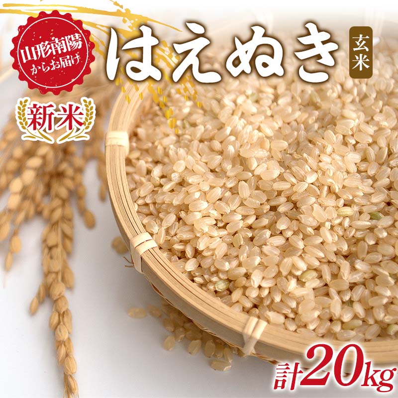 【ふるさと納税】【令和8年産 新米 先行予約】 はえぬき (玄米) 20kg (10kg×2袋) 《令和8年9月下旬～発送》 『マルタニ農園』 山形南陽産 米 ご飯 農家直送 山形県 南陽市 [2391-R8]