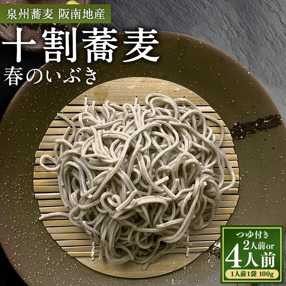 【ふるさと納税】【選べる容量】 泉州蕎麦 阪南地産 十割蕎麦（春のいぶき） つゆ付き 2人前 ( 計200g ) / 4人前 ( 計400g ) そば 蕎麦 麺 新蕎麦 十割そば 泉州そば 1袋あたり100g 年越し蕎麦 つゆ 冷蔵 阪南市産 大阪府 阪南市 送料無料 【順次発送】