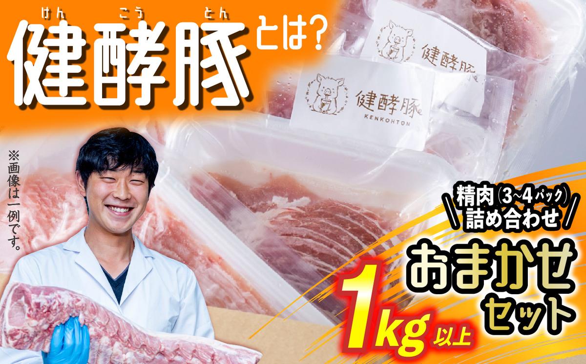 北海道産 健酵豚 精肉 おまかせ セット 1kg 以上( 3～4パック ) 豚肉 おためし 詰め合わせ ブランドポーク