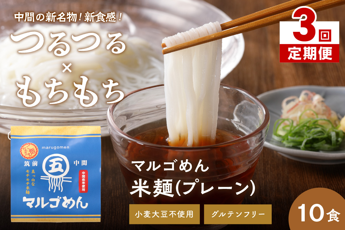 【3回定期便】マルゴめん中間産米麺(プレーン)10食【001-0337】