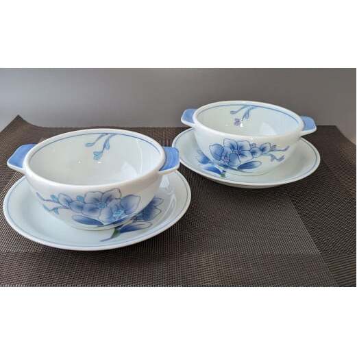 有田焼 華山窯 胡蝶蘭スープ碗・受け皿 （青・ピンク） 花言葉 贈り物 幸せ カップ＆ソーサー 東洋セラミックス A15-266_イメージ3