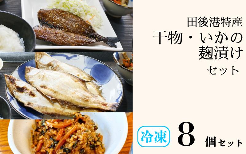 
            田後漁港特産 干物・いかの麹漬け ８個セット 【24034】鳥取 岩美 日本海 ひもの 麹漬け さばみりん かれい 詰合せ セット
          