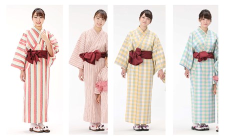 遠州綿紬使用　女性用　日本製　旅館浴衣&帯のセット 民芸品 工芸品 ファッション  ソレイユ