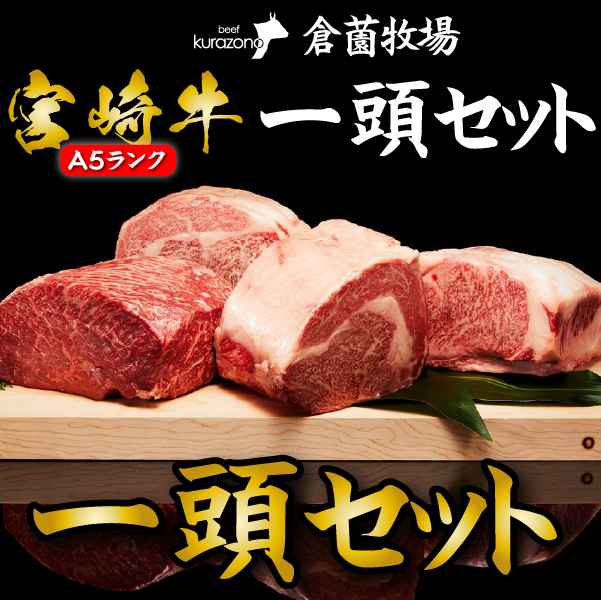 【倉薗牧場直送】長期育成牛・小林市産くらぞの宮崎牛A5等級　一頭セット
