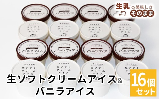 
                  2026年7月1日～寄付金額変更★〈即日発送〉ミルク感たっぷりと大好評！食べ比べ★生ソフトクリームアイス＆バニラアイスクリーム 16個セット 10000円　アイスクリーム　アイス 　バニラ　生乳　牛乳　ミルク
                