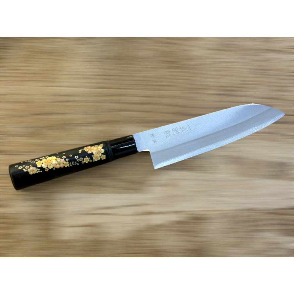 【ふるさと納税】極上　安来青鋼1号　三徳万能包丁　桜の花＜和風レトロモダン＞　木製ハンドル | 堺市 刃物 名産品 日本製 キッチンツール 人気 おすすめ 三徳包丁 万能包丁 木製ハンドル 安来鋼 お取り寄せ 通販 送料無料 ふるさと納税