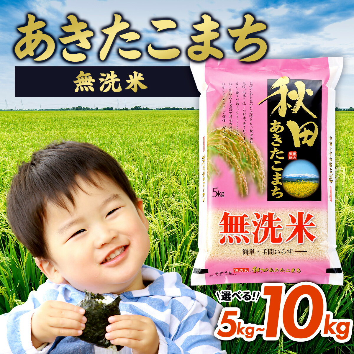 【ふるさと納税】【令和6年産】あきたこまち 無洗米【選べる！5kg/10kg】【米 お米 こめ コメ 無洗米 あきたこまち ご飯 ごはん 5kg 10kg ブランド米 東北 秋田県 大館市】【75P9204・145P9202】