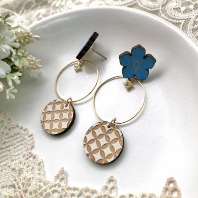 ふるさと納税 福知山市 水色桔梗と七宝柄のお守り耳飾り(ピアス) |  | 01