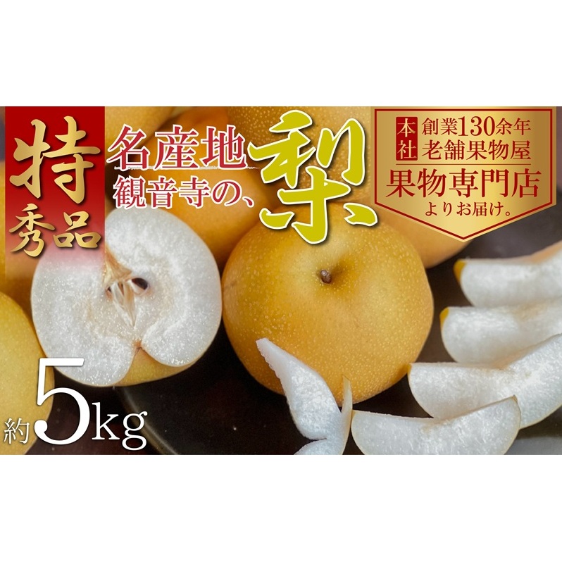 【2026年8月中旬より順次発送】特秀品！観音寺の梨（豊水・南水）約5kg 果物 フルーツ  デザート おやつ 食後 国産 日本産 産地直送 みずみずしい シャキシャキ 