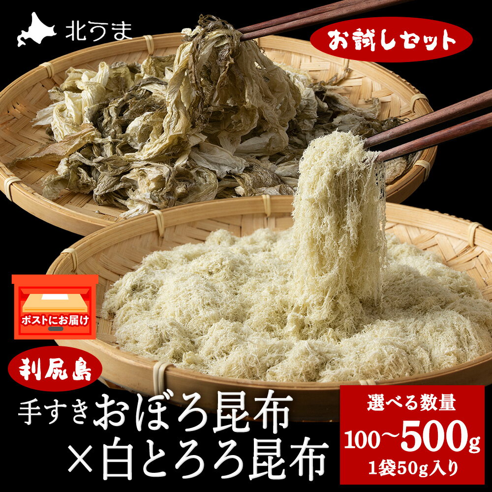 【ふるさと納税】【レビューキャンペーン実施中】【お試しセット】手すきおぼろ昆布×白とろろ昆布 各1～5袋 選べる数量 計2袋～計10袋 1袋50g 昆布 利尻昆布 おぼろ昆布 とろろ昆布 ギフト プレゼント 贈り物 送料無料 【配送不可地域：離島・沖縄県】