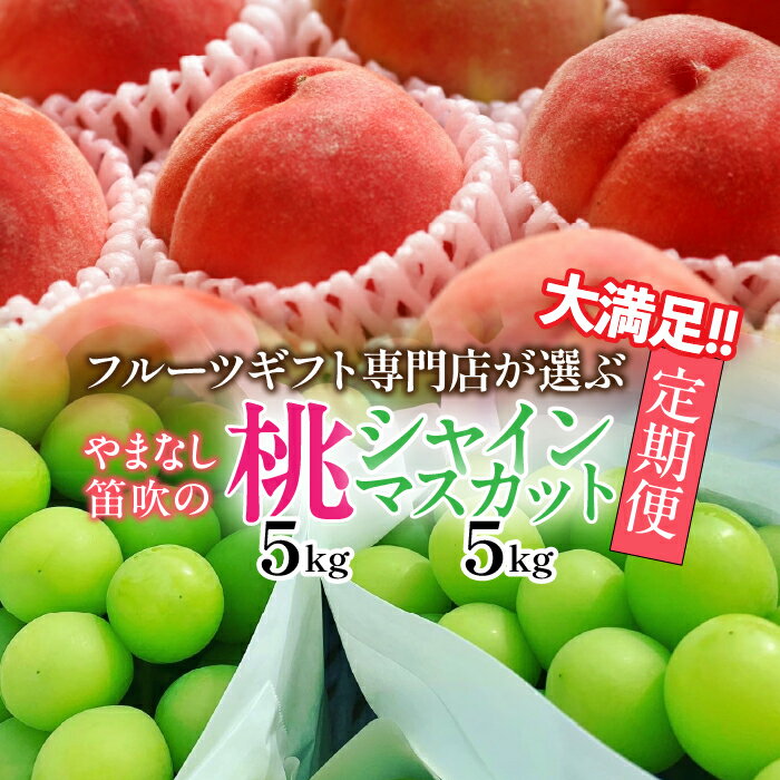 【ふるさと納税】【2026年発送★先行予約】山梨県笛吹市産　大満足！！フルーツ専門店が選ぶ厳選フルーツ2種定期便　桃・シャインマスカット各5kg 105-023 期間限定 シャインマスカット もも モモ ぶどう 人気 ギフト 中元 旬 果物 フルーツ 山梨県 笛吹市 送料無料