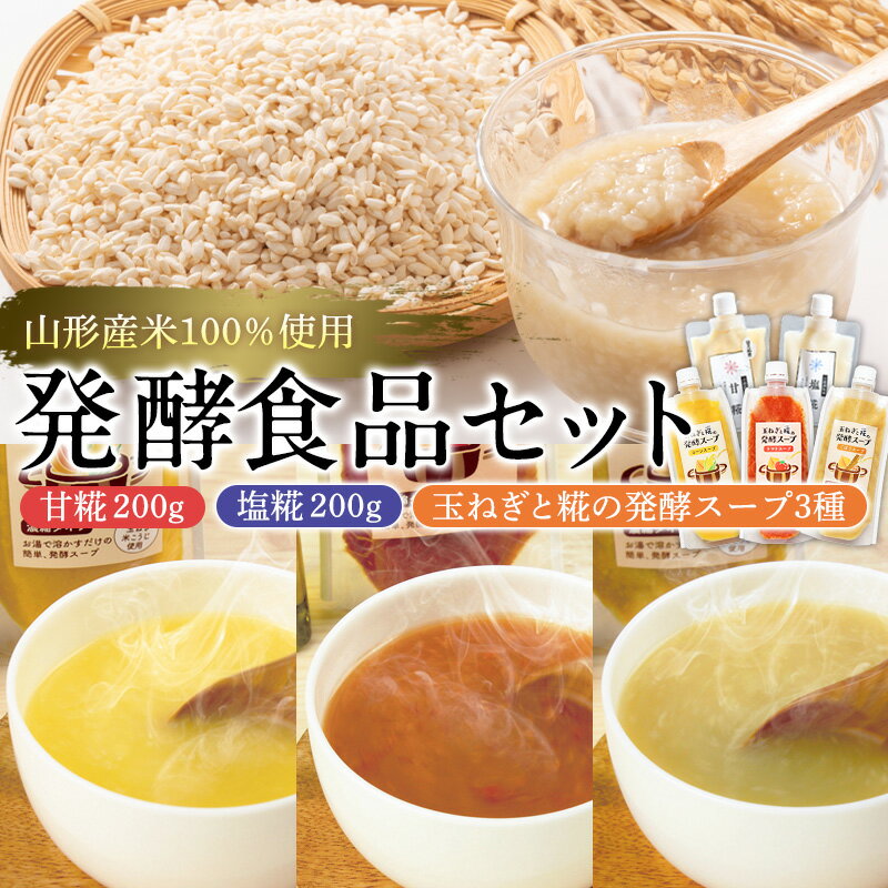 【ふるさと納税】発酵食品セット(甘糀200g、塩糀200g、玉ねぎと糀の発酵スープ3種) FY26-117