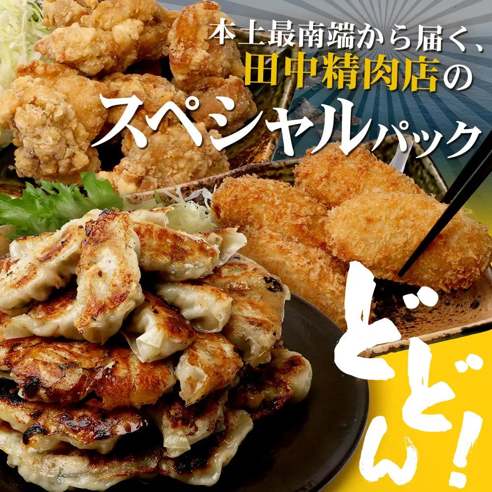 佐多の田中肉屋 スペシャルパック（餃子・コロッケ・味付唐揚げ）冷凍便 TA-405 | 国産 お惣菜 手作り 餃子 ギョーザ やみつき ニンニク から揚げ 若鶏唐揚げ 鶏肉 揚げるだけ コロッケ 大容