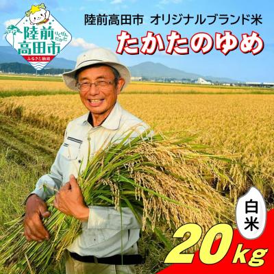 ふるさと納税 陸前高田市 令和7年産 白米 20kg 品種:たかたのゆめ まーちゃんファーム 米 お米 精米 ブランド米