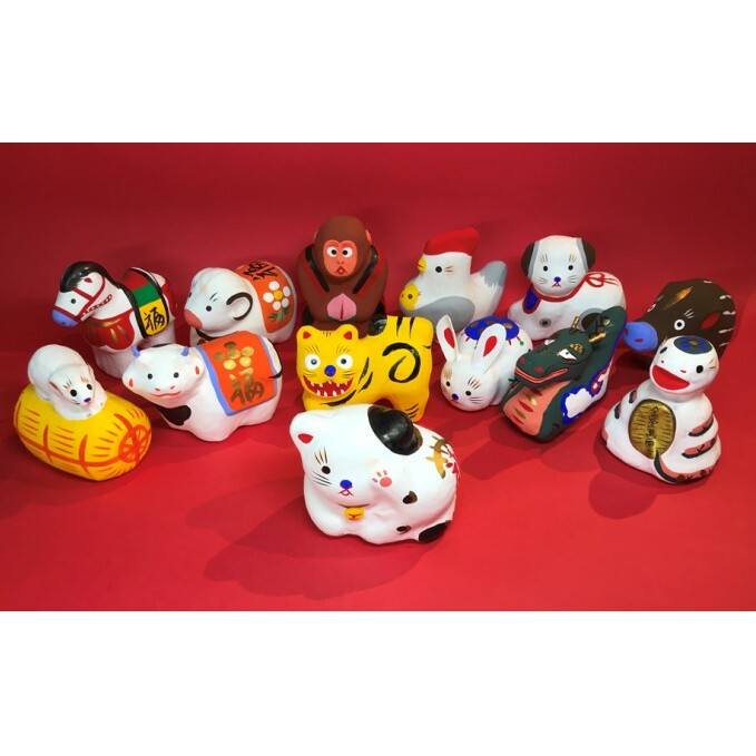 【伝統工芸品】ミニチュアサイズ 干支 12干支セット［大］13体 人形 民芸品 伝統技術 キャラクター ミニチュアサイズ干支 