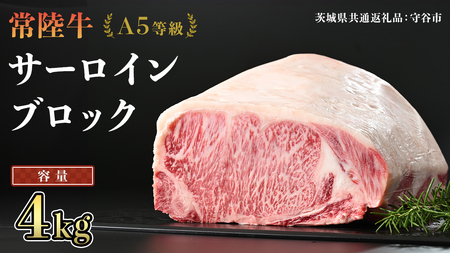 【 常陸牛 】 A5等級 サーロイン ブロック 選べる容量 4kg (茨城県共通返礼品) 国産 ステーキ 焼き肉 ブロック肉 牛肉 やきにく ヒタチギュウ ひたちぎゅう ブランド牛肉 ブランド牛 国産牛 黒毛和牛 和牛 国産黒毛和牛 お肉 A5ランク
