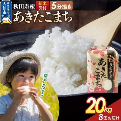 ふるさと納税 大仙市 定期便8ヶ月 5分搗き あきたこまち 20kg 秋田県産 令和8年産|22_kml-052008s