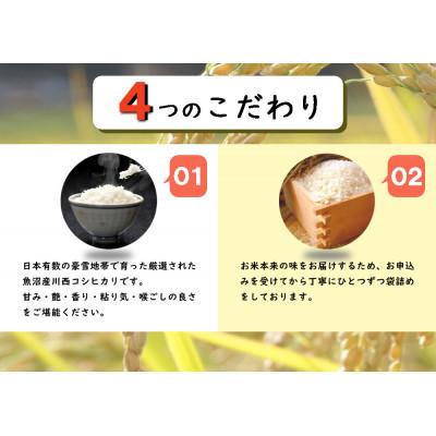 ふるさと納税 十日町市 【毎月定期便】【無洗米】新潟県魚沼産 川西コシヒカリ 1合(150g)×10袋全3回 |  | 01