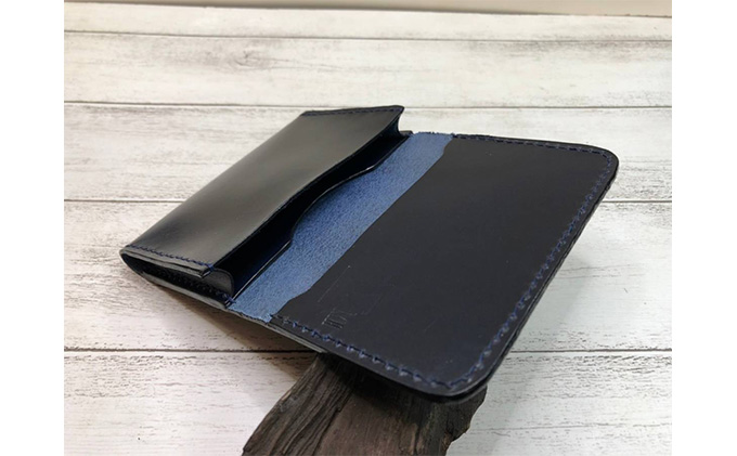 ルガトショルダー（牛革）のカードケース　ネイビー