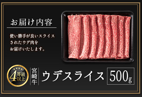 ＜9/11まで受付!!＞宮崎牛 ウデスライス 500g 最速便 2週間以内に出荷 肉質等級4等級 国産 人気 おすすめ【B531-S】