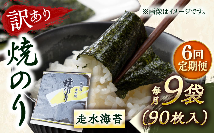 
            【全6回定期便】【訳あり】焼海苔9袋（全形90枚） 訳アリ 海苔 のり ノリ 焼き海苔 走水海苔 横須賀【丸良水産】 [AKAB128]
          