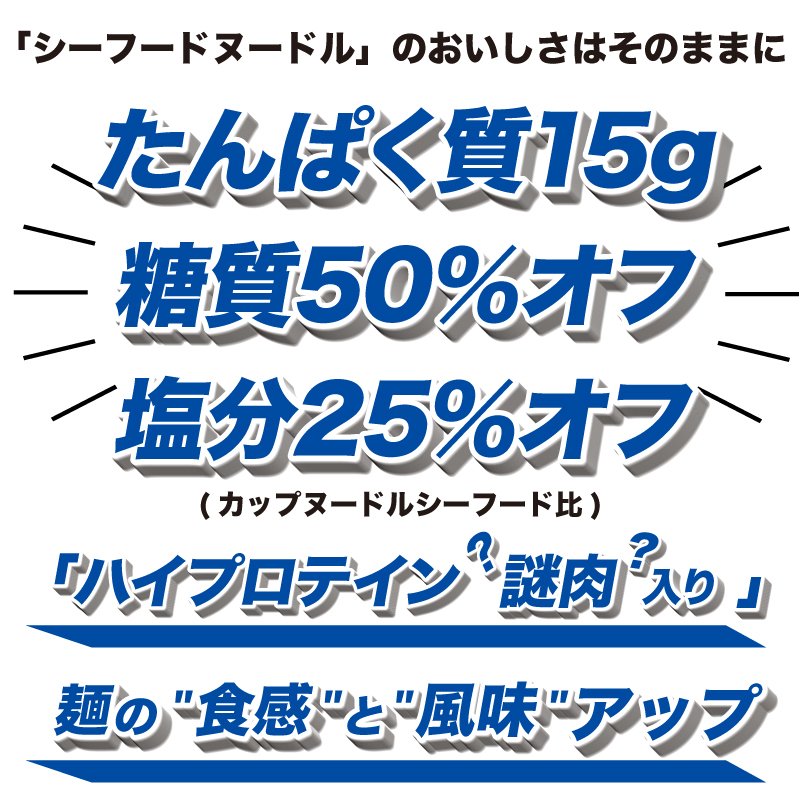 カップヌードル シーフード PRO 高たんぱく ＆ 低糖質 さらに塩分控えめ 12食 入り 糖質50%オフ 塩分25%オフ (カップヌードルシーフードヌードル比) 長期保存 謎肉 ラーメン カップラー
