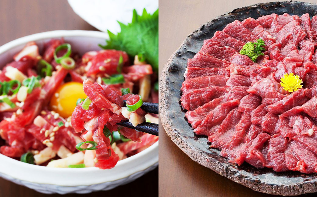 
熊本 馬刺し 上霜降り (トロ) 500g＋馬肉ユッケ500g 計1000g セット たれ付き
