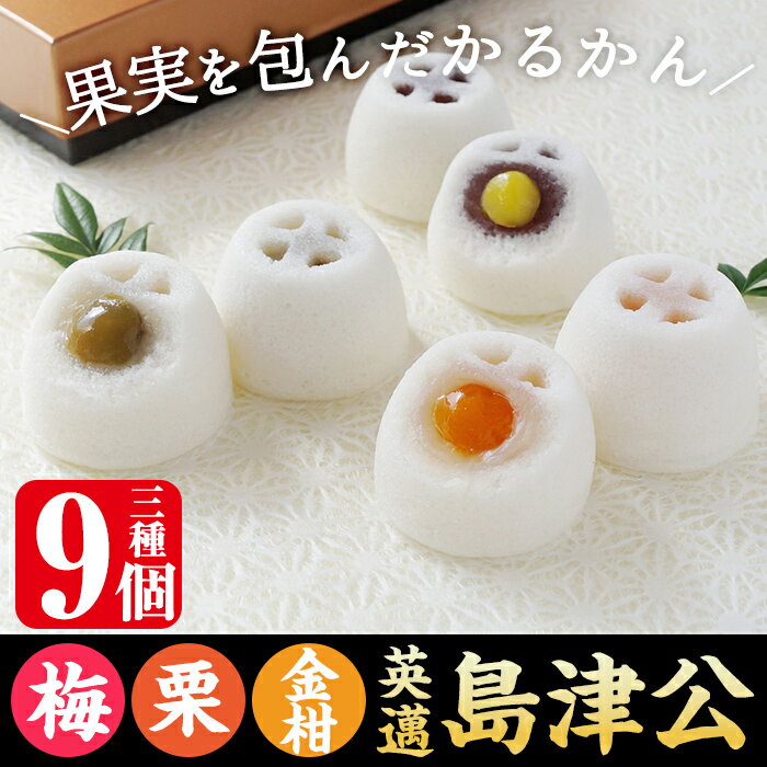 【ふるさと納税】鹿児島県特産品協会理事長賞受賞！かるかん饅頭「英邁 島津公」3種セット(合計9個) 霧島市 和菓子 かるかん 軽羹 饅頭 まんじゅう 茶請け 常温【森三】