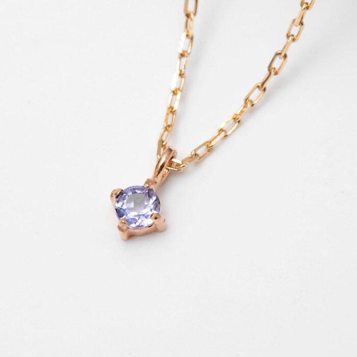 【ふるさと納税】K10イエローゴールド 天然石ネックレス【12月誕生石タンザナイト】上品な華奢見えサイズ長さ40cm　K10-05-12 / 金 ゴールド ジュエリー アクセサリー ギフト プレゼント レディース シンプル 定番