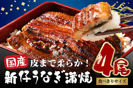やわらか国内産 うなぎ蒲焼 食べ切りサイズ! 100～120g 4尾 計400g以上 ふっくら蒲焼き ブランド鰻使用 秘伝のタレ・山椒付き 湯煎で簡単調理 うな丼 ちらし寿司 贈答用 ギフト 冷蔵配送 国産 茨城県 潮来市 (027-0206)