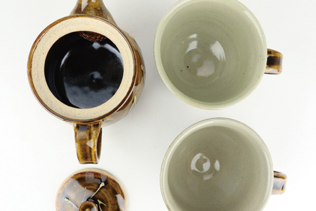 AT005　益子焼　大塚雅淑　イッチンポット＆マグカップセット