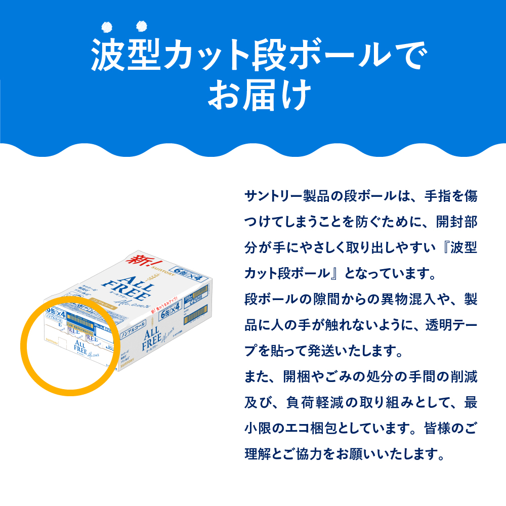 ノンアルコール ビール オールフリー 350ml × 24本 サントリー〈天然水のビール工場〉群馬※沖縄・離島地域へのお届け不可