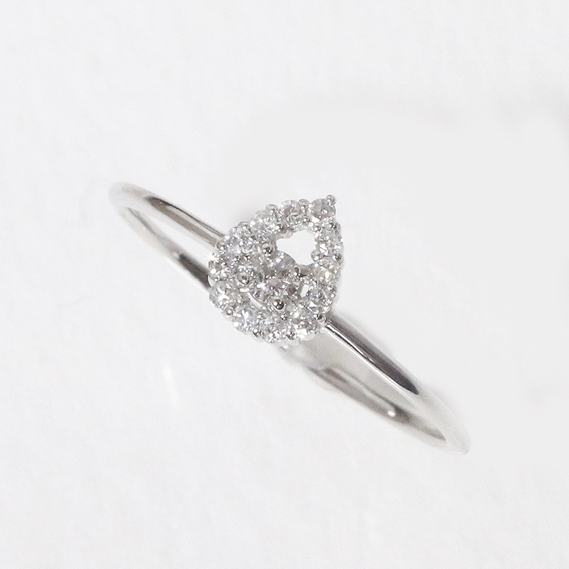 プラチナ しずく取り巻きダイヤモンドリング　0.12ct　　BQ-76