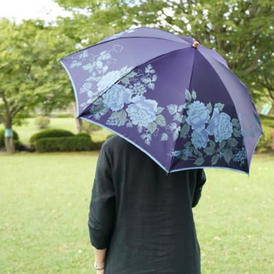 ふるさと納税 西桂町 婦人折傘 絵おり(バラとぶどう・ネイビー)槙田商店の傘職人が作る上品な日本製の晴雨兼用婦人傘 |  | 01