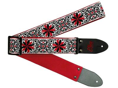 【ギターストラップ】 Elara Straps Zinnia Elegans White/Red　ギター　ベース　アコースティックギター　アコギ　エレキギター　エレキ　ギターストラップ　ベースストラップ　エララストラップ　R7240