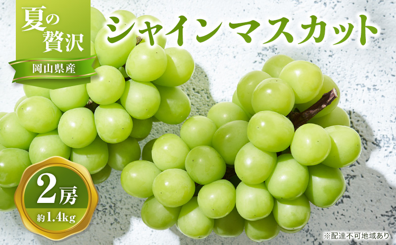 【2026年先行予約】 ぶどう 夏の贅沢 シャインマスカット 2房(1.4kg以上：1房700g以上×2箱）【7月20日から7月30日までに発送】 葡萄 ブドウ 岡山県産 フルーツ 果物 数量限定 期間限定 岡山 里庄町 