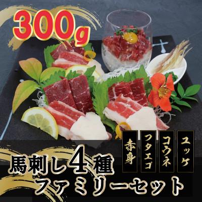 ふるさと納税 八代市 【毎月定期便】【熊本　と畜】　馬刺し4種300gファミリーセット(八代市)全3回 | 
