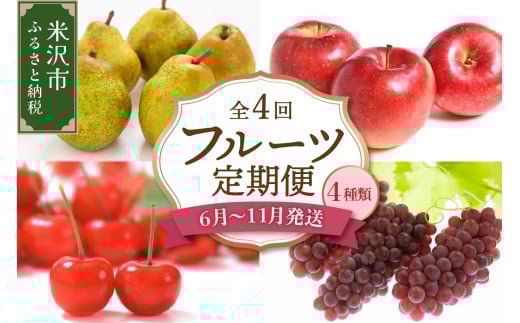 【先行予約】【定期便】令和7年産 フルーツ定期便 4回 配送 さくらんぼ ぶどう りんご ラ・フランス 2025年6月中旬～ 発送開始 2025年産