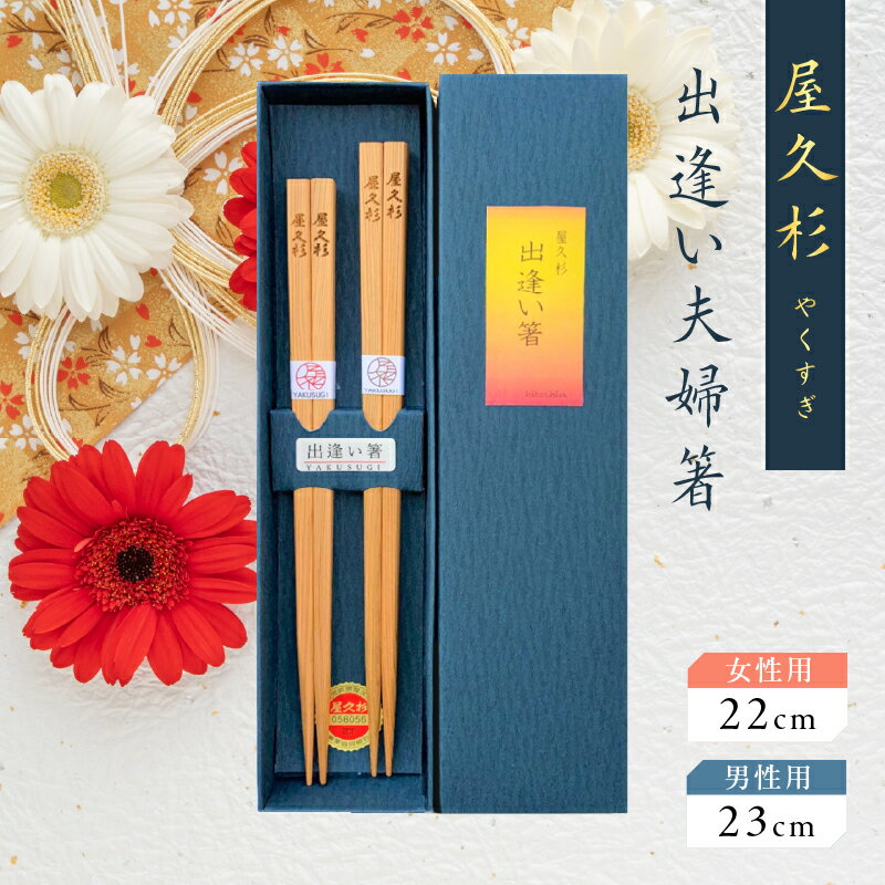 【ふるさと納税】 出逢い夫婦箸 セット 二膳 屋久杉 女性用 22cm 男性用 23cm 世界遺産 食器 おしゃれ 国産 日本製 木の香り 木の温もり おはし 二組 お箸セット 夫婦箸 夫婦 箸 長寿箸 幸せの箸 米玉利工芸 ふるさと納税 鹿児島 おすすめ ランキング プレゼント ギフト