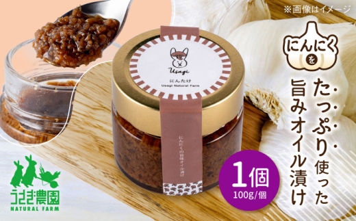 にん茸 にんにくの旨味オイル漬け (100g×1個)/ にんにく ニンニク しいたけ 椎茸 調味料 料理 味付け ごはん 合志 熊本 【うさぎ農園】 [AYDJ005]