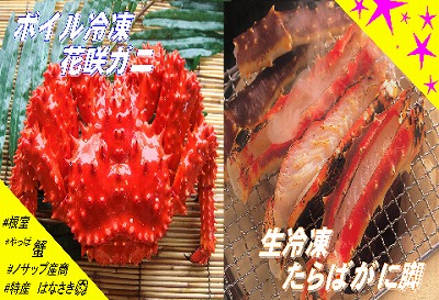 【北海道根室産】生冷凍たらばがに脚カット済300g・ボイル冷凍花咲ガニ1尾セット B-59004