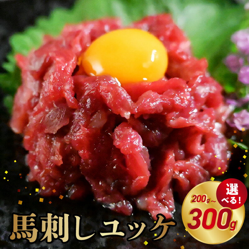 【ふるさと納税】馬刺し ユッケ 選べる 内容量 200g ～ 300g 熊本県内肥育 馬肉 おつまみ 冷凍 小分け 肉 赤身 濃厚 うま味 あっさり ヘルシー 細切り お寿司 丼 ユッケ丼 熊本県 宇土市 お取り寄せ お取り寄せグルメ 送料無料