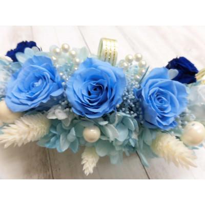 ふるさと納税 寝屋川市 横長華やかプリザアレンジ　ブルー |  | 02