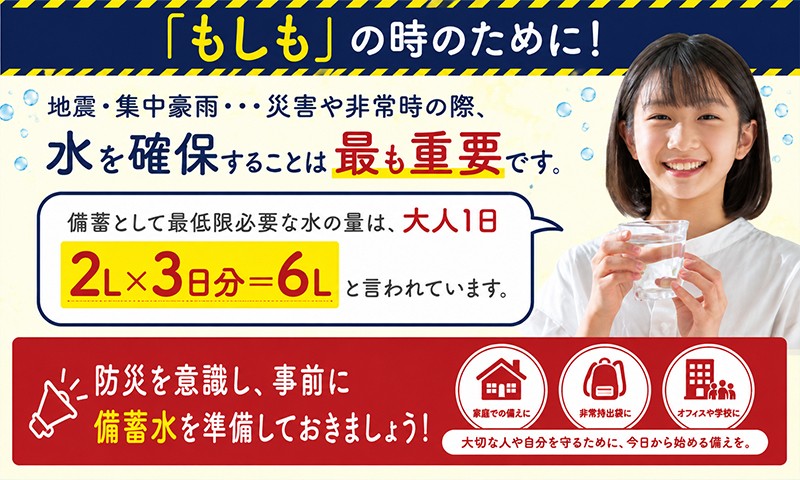 長期保存水は、普段から使える防災用品です。
